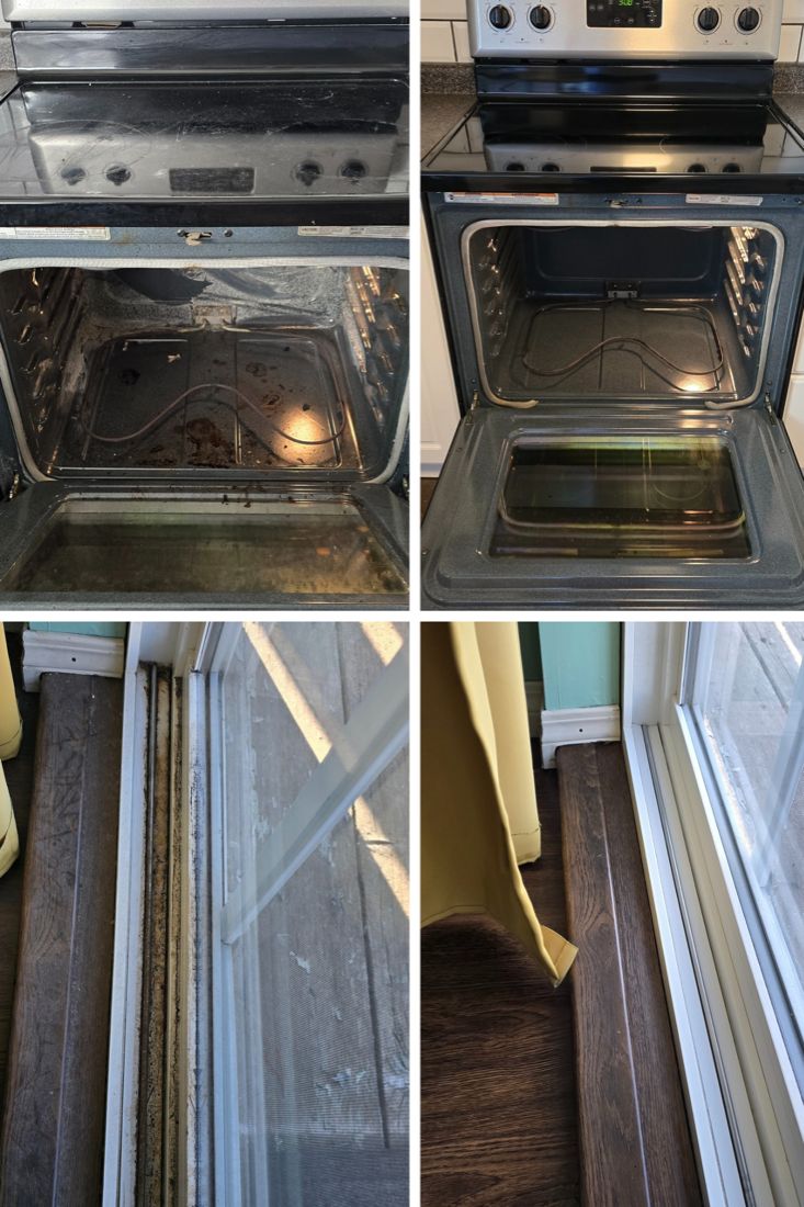 Before and after cleaning by Art of CleaNest in Edmonton — Oven, windows & floors