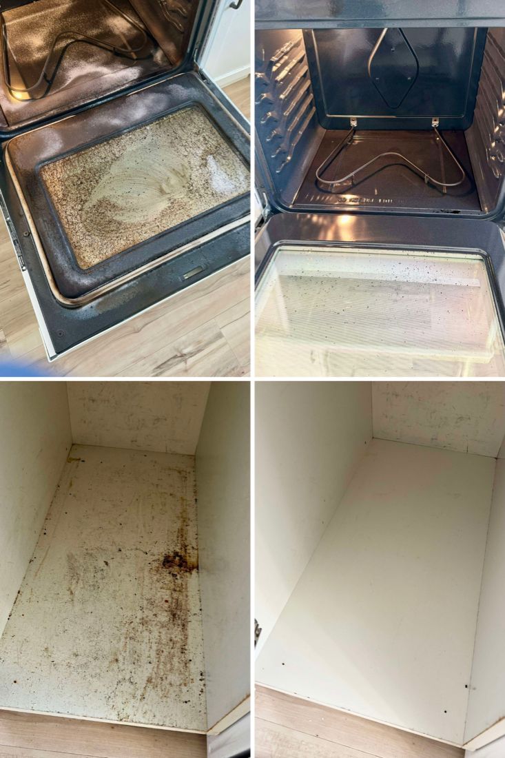 Before and after oven and kitchen deep clean by Art of CleaNest, Edmonton