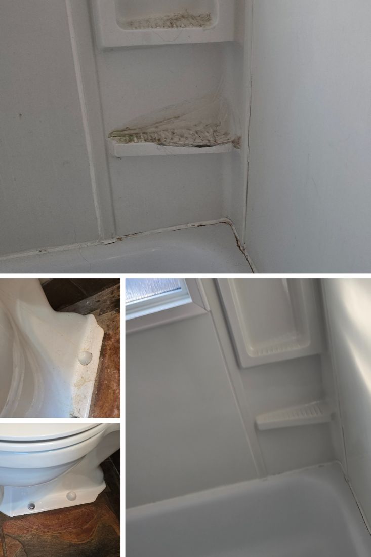 Before and after cleaning by Art of CleaNest in Edmonton — Bathroom, top to bottom