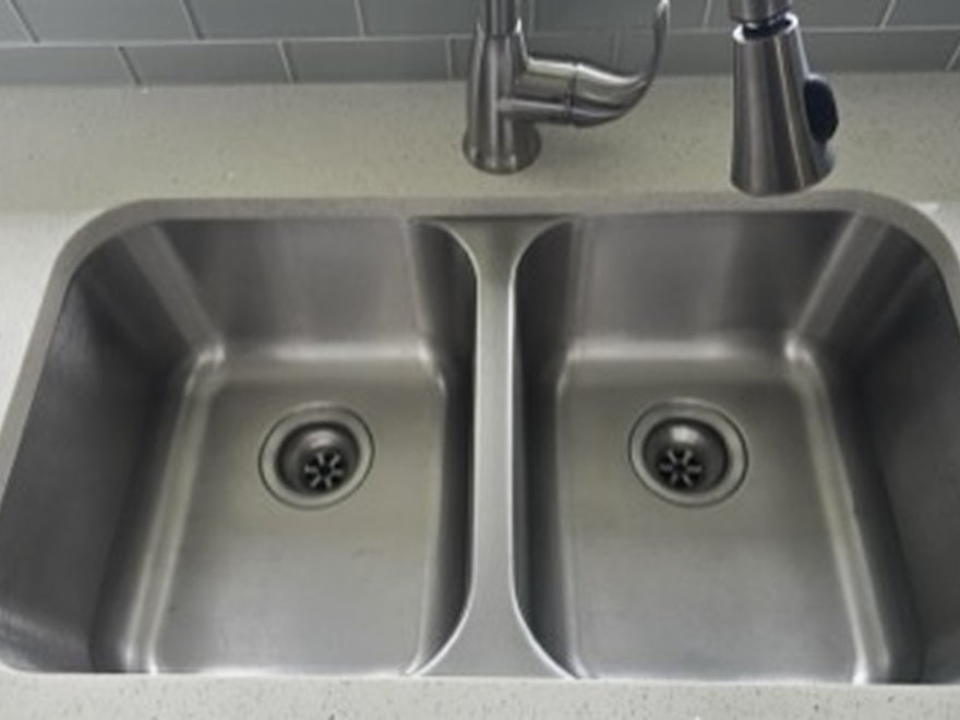 Stainless double sink after — Art of CleaNest Edmonton